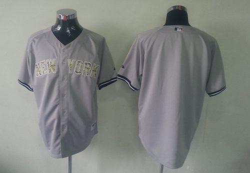 Yankees Blank Grey USMC Cool Base Stitched MLB Jersey